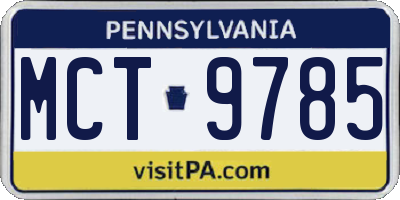 PA license plate MCT9785