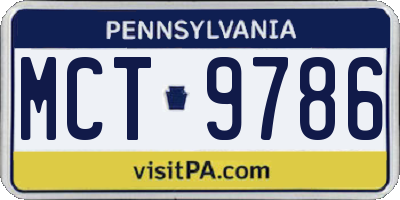 PA license plate MCT9786