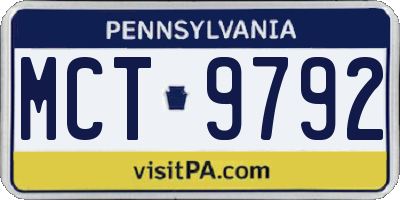 PA license plate MCT9792