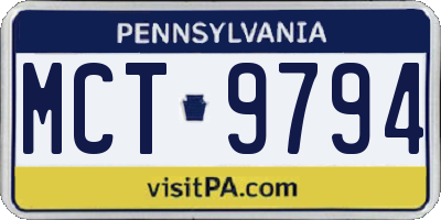 PA license plate MCT9794