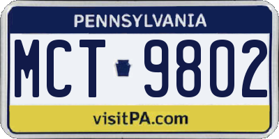 PA license plate MCT9802