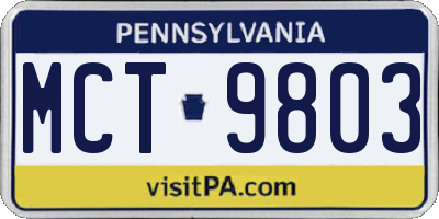 PA license plate MCT9803