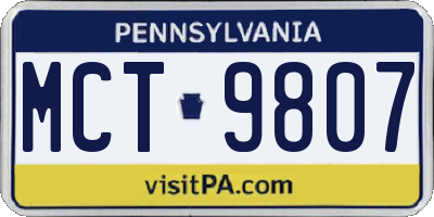 PA license plate MCT9807