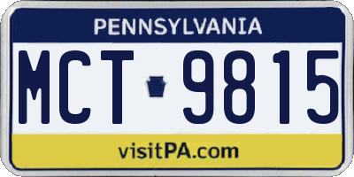 PA license plate MCT9815