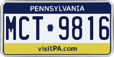 PA license plate MCT9816