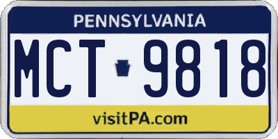 PA license plate MCT9818