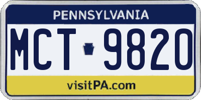PA license plate MCT9820