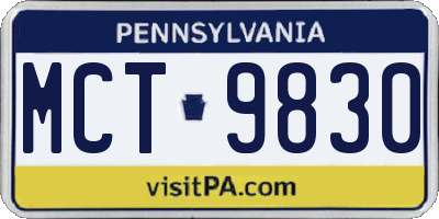 PA license plate MCT9830