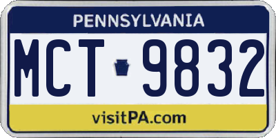 PA license plate MCT9832