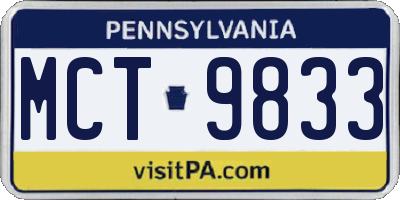 PA license plate MCT9833
