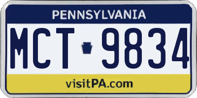 PA license plate MCT9834