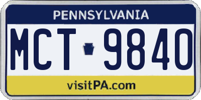 PA license plate MCT9840