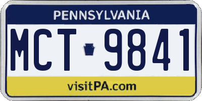 PA license plate MCT9841