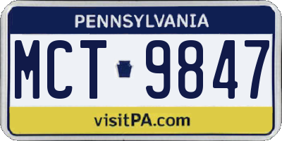 PA license plate MCT9847
