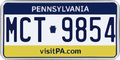 PA license plate MCT9854