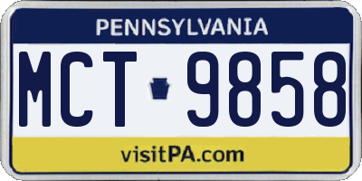 PA license plate MCT9858