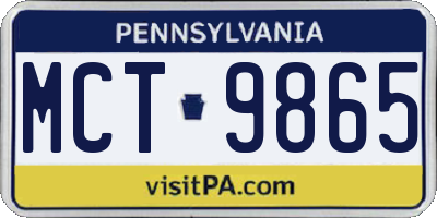 PA license plate MCT9865