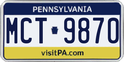 PA license plate MCT9870