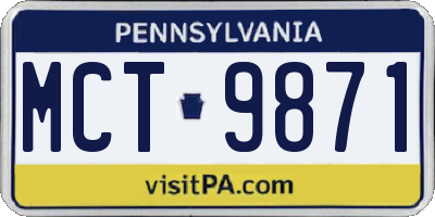 PA license plate MCT9871