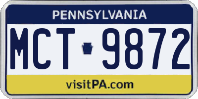 PA license plate MCT9872