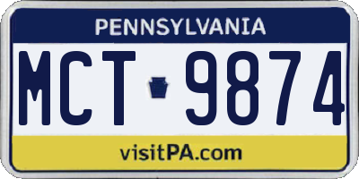 PA license plate MCT9874