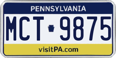PA license plate MCT9875