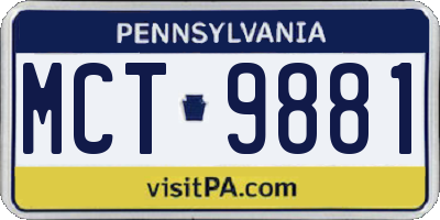 PA license plate MCT9881