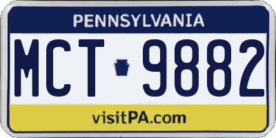 PA license plate MCT9882