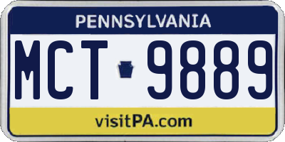 PA license plate MCT9889