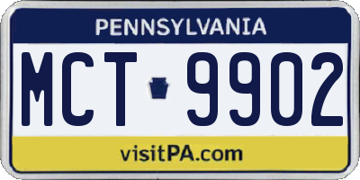 PA license plate MCT9902