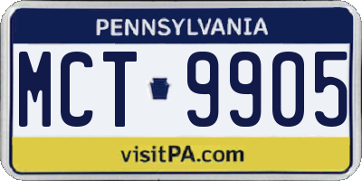PA license plate MCT9905