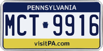 PA license plate MCT9916