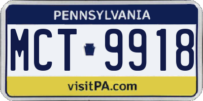 PA license plate MCT9918