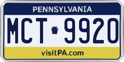 PA license plate MCT9920