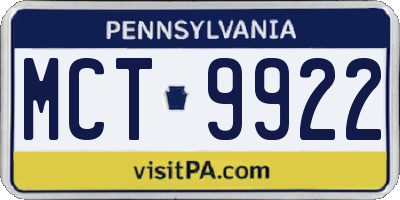 PA license plate MCT9922