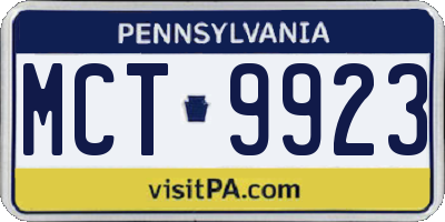 PA license plate MCT9923
