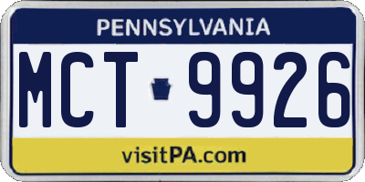 PA license plate MCT9926