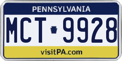 PA license plate MCT9928