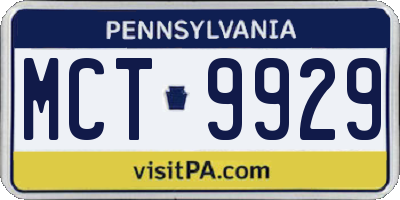PA license plate MCT9929