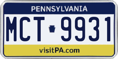 PA license plate MCT9931