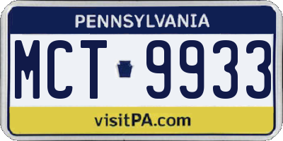 PA license plate MCT9933