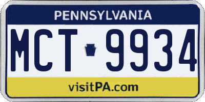 PA license plate MCT9934