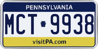 PA license plate MCT9938
