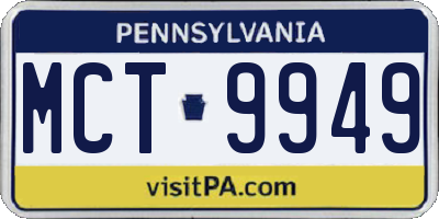 PA license plate MCT9949