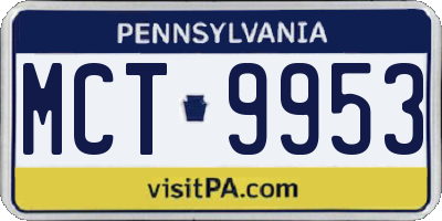 PA license plate MCT9953