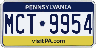 PA license plate MCT9954