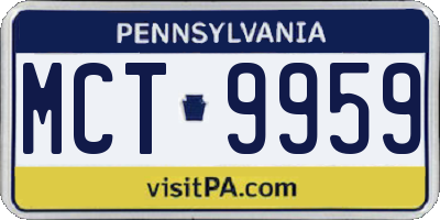 PA license plate MCT9959