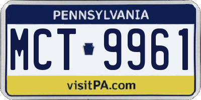 PA license plate MCT9961