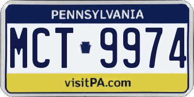 PA license plate MCT9974
