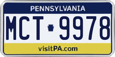 PA license plate MCT9978